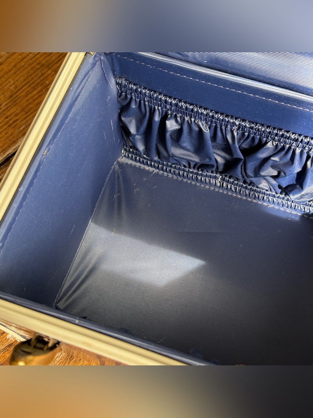 Vtg Samsonite Schwayder Train Luggage 4712 Makeup Travel Case Blue Marble 13x9x8 - Picture 11 of 14